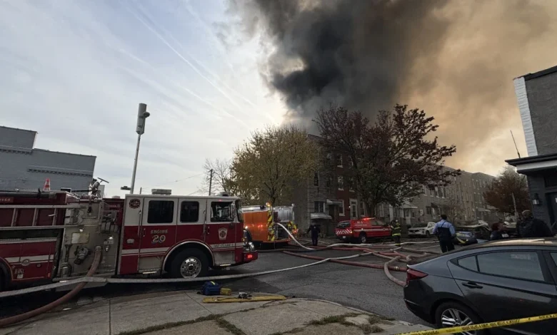 Crews battle 4-alarm warehouse fire in North Baltimore