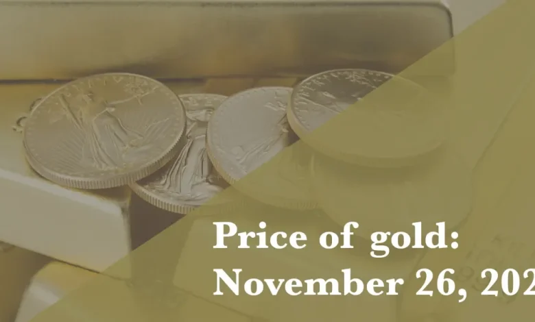 Current price of gold as of November 26, 2025