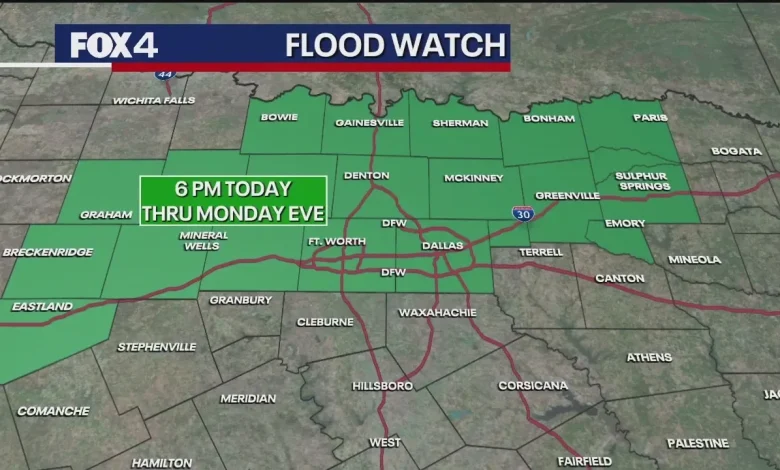 Dallas weather: Flood Watch issued for areas north of I-20