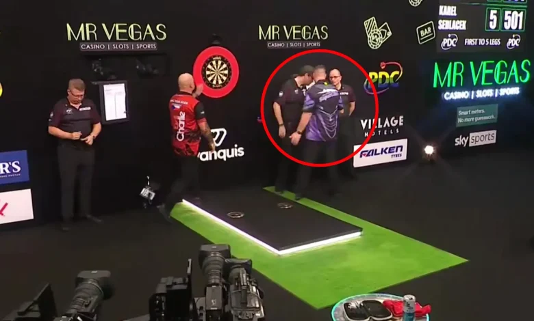 Daryl Gurney confronts referee after Grand Slam of Darts defeat to Karel Sedlacek sees him crash out early