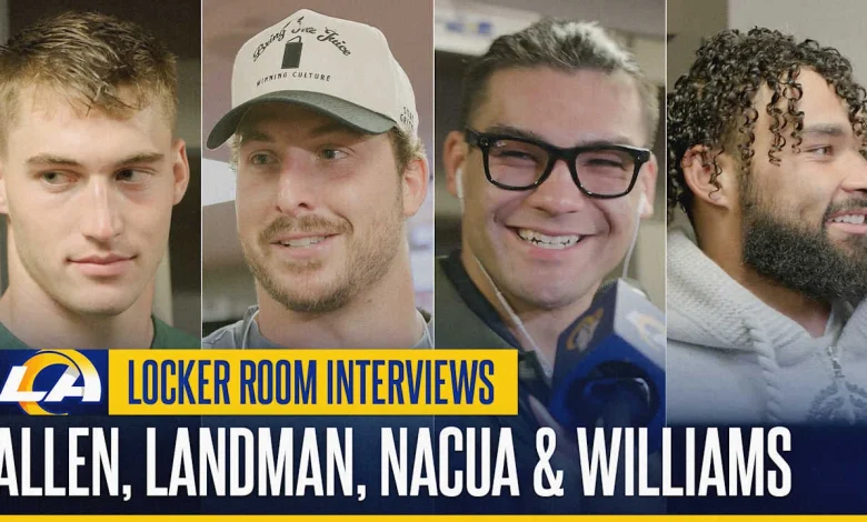 Davis Allen, Nate Landman, Puka Nacua, Kyren Williams & Emmanuel Forbes Jr. react to Rams' 42-26 win over the 49ers