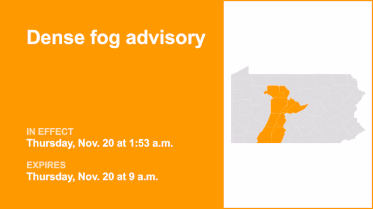 Dense fog advisory active for Central Pa. until Thursday morning – visibility limited to 1/4 mile