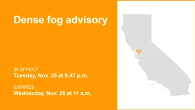 Dense fog advisory for East Bay Interior Valleys until Wednesday midday