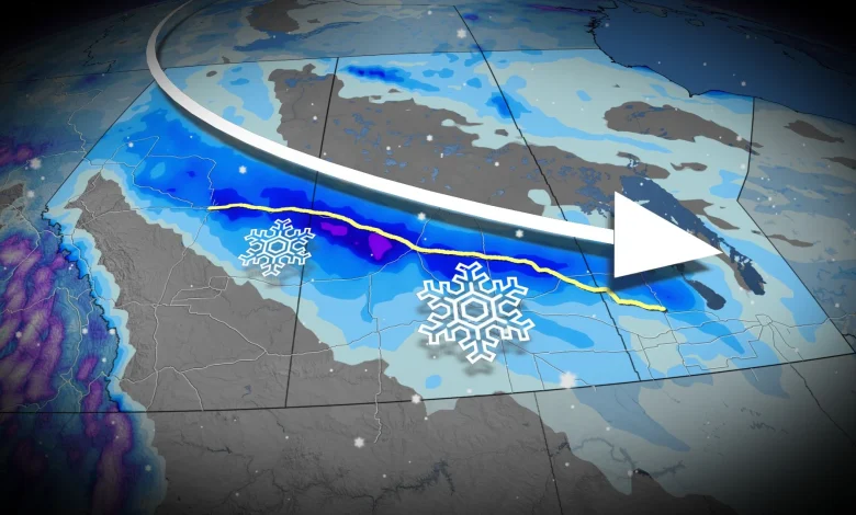 Developing clippers spread wet snow from Edmonton to Saskatoon