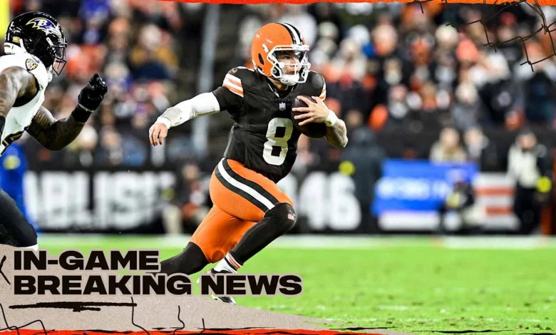 Dillon Gabriel being evaluated for a concussion vs. Ravens