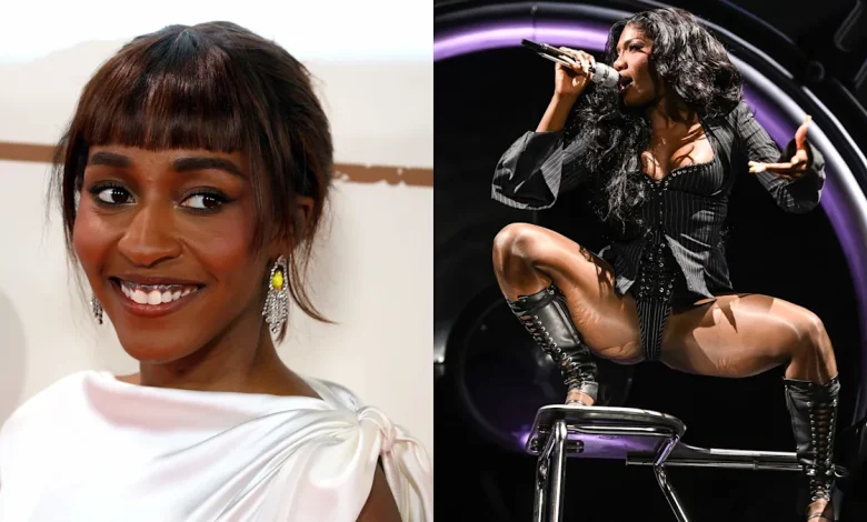 Doechii giving Ayo Edebiri a lap dance is the video every lesbian needs to see today