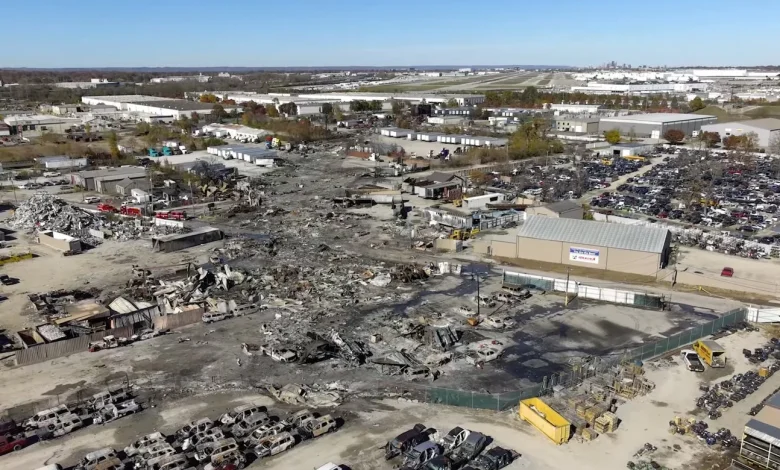 Dramatic photos of dommed UPS plane show the aircraft on fire, engine flying off