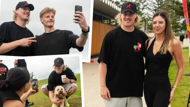 Eagles star Harley Reid makes surprise appearance at beach