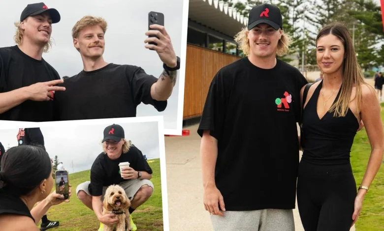 Eagles star Harley Reid makes surprise appearance at beach