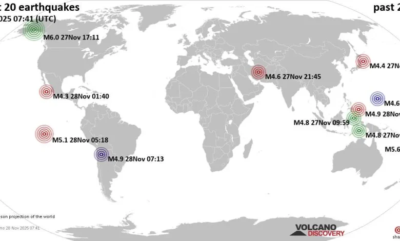 Earthquake Archive: Past Quakes Worldwide on Thursday, November 27th, 2025
