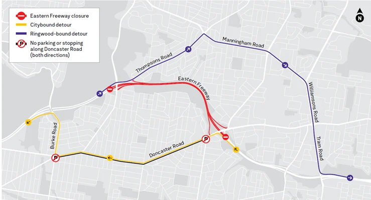Eastern Freeway Closure - 7 To 10 November 2025