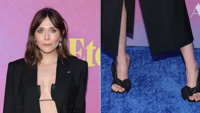 Elizabeth Olsen Reworks the Minimalist Mule Trend in Ruched Givenchy Leather at ‘Eternity’ New York Premiere