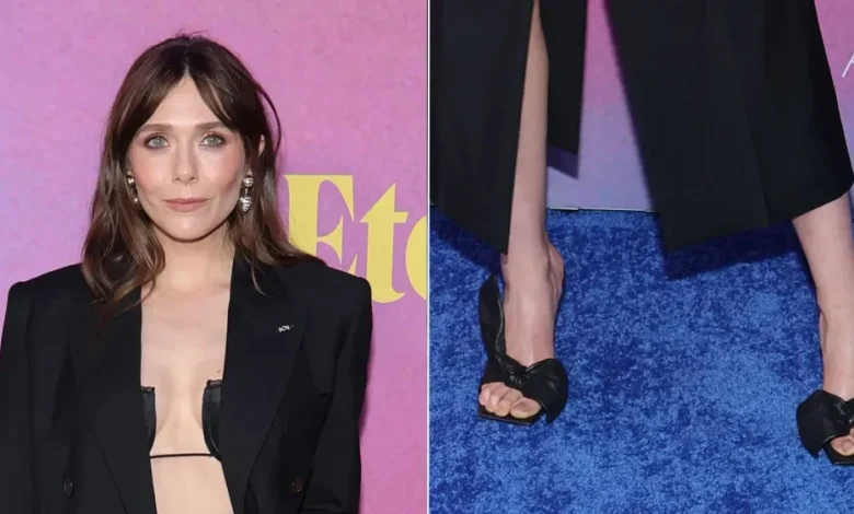 Elizabeth Olsen Reworks the Minimalist Mule Trend in Ruched Givenchy Leather at ‘Eternity’ New York Premiere