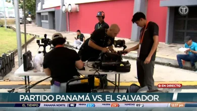 Equipos de Telemetro y RPC listos para el partido entre Panamá y El Salvador