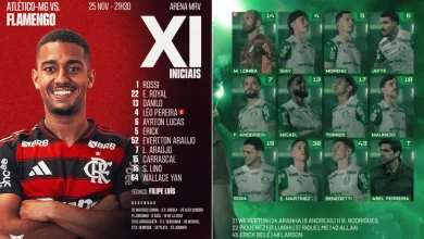 Escalações: Flamengo encara Atlético-MG com time misto, e Palmeiras visita Grêmio com reservas