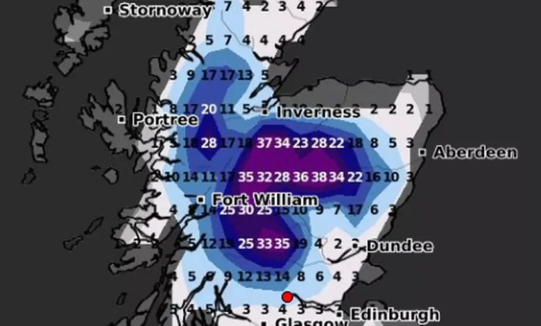 Exact date snowfall to start in Scotland with most of country blanketed in days