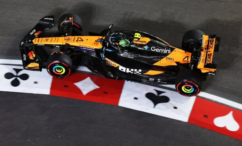 F1 Las Vegas GP: Lando Norris tops red flag-interrupted second practice