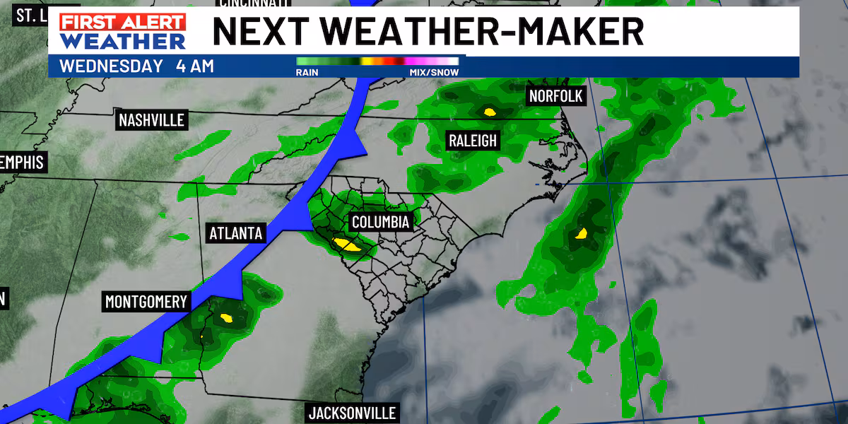 FIRST ALERT: Next cold front arrives to the Midlands just ahead of Thanksgiving Day