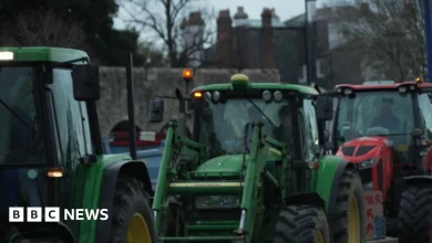 Farmers join a national 'go-slow' protest in Southampton