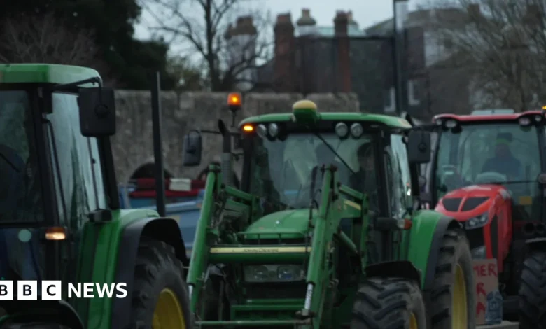 Farmers join a national 'go-slow' protest in Southampton