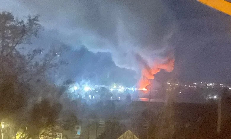 Fire crews respond to major fire at Ballytrasna industrial premises