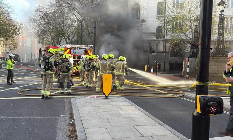 Firefighters tackle blaze coming from underground | ITV News