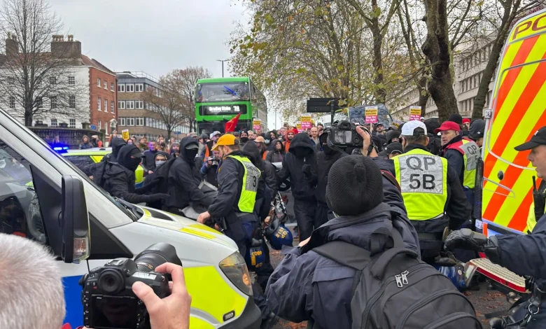 Five arrested and police officer in hospital after protesters clash in Bristol | ITV News