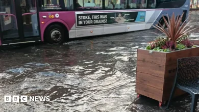 Flash floods after deluge cause problems for commuters in Staffordshire