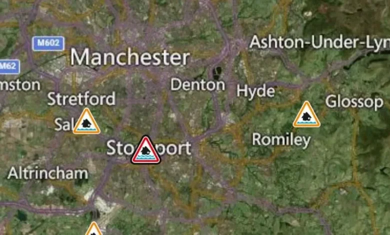 Flood warning issued for Greater Manchester as Storm Claudia brings downpours