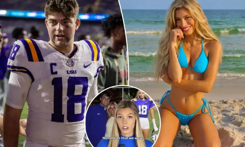 Football influencer denies having an affair with engaged LSU quarterback after ‘fake news’ article claiming so goes viral