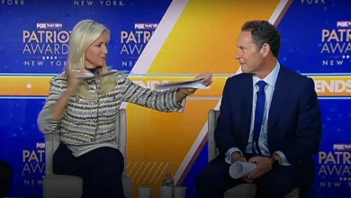 Fox & Friends host rips script in half as she cuts off co-hosts brutal Nancy Pelosi roast