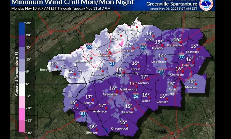 Freeze warning issued for Charlotte with 16-degree wind chills, forecasters say
