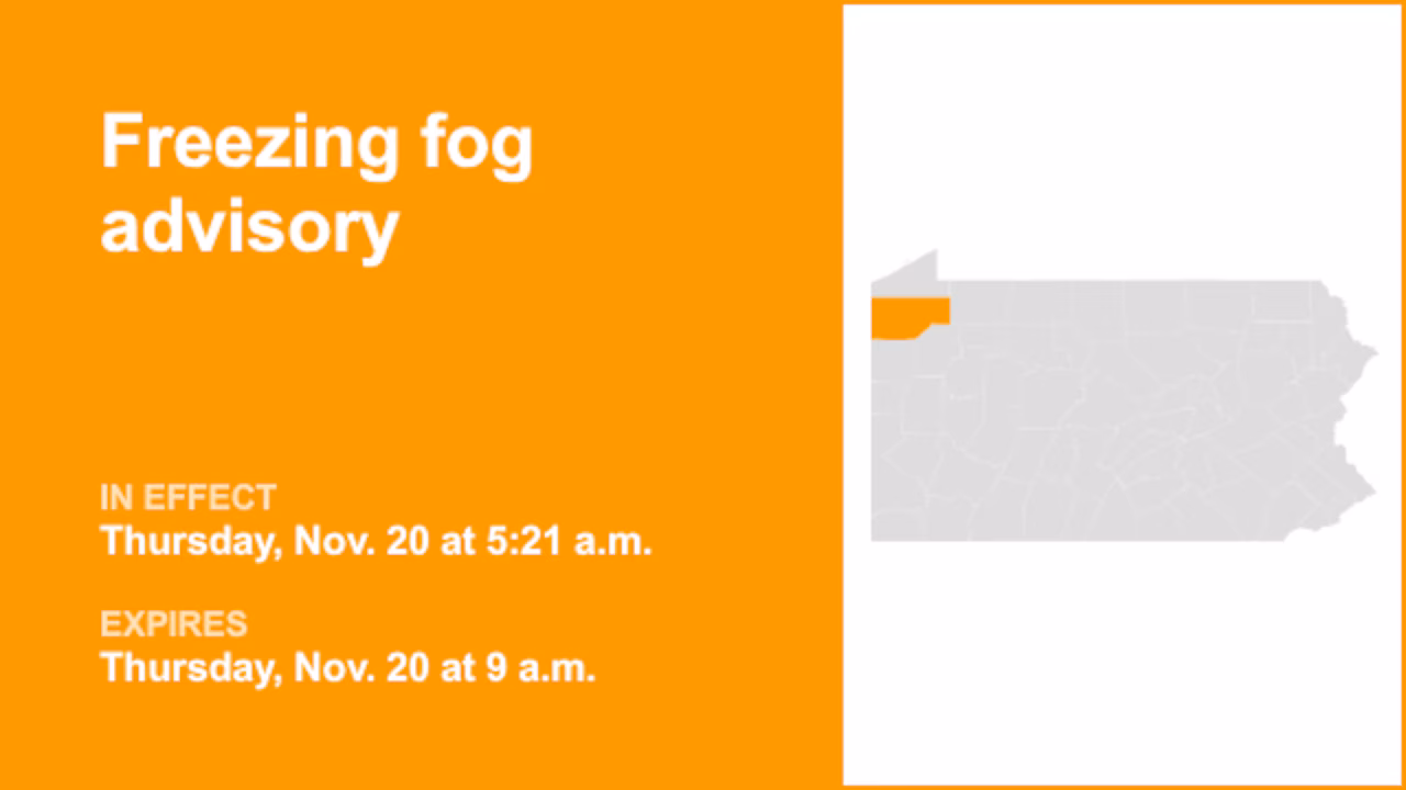 Freezing fog advisory in place for Crawford County until Thursday morning – 1/4 mile visibility