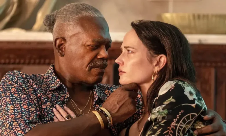 Get a first look at Just Play Dead with Samuel L. Jackson, Jackson’s amazing man bun, and Eva Green
