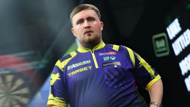Grand Slam of Darts: Luke Littler battles through to semi-finals with victory over Josh Rock to set up meeting with Danny Noppert