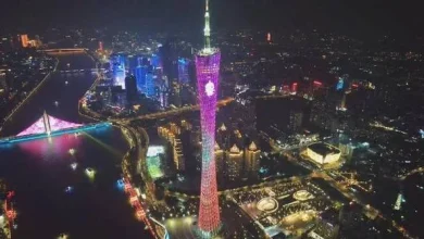 Guangzhou's Canton Tower lit up for 15th National Games