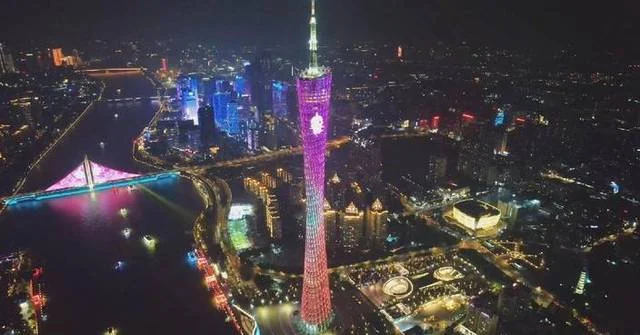 Guangzhou's Canton Tower lit up for 15th National Games
