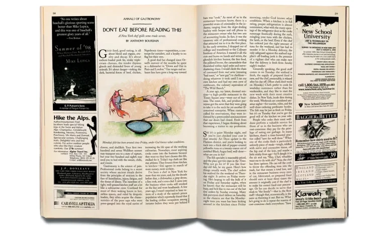 Hannah Goldfield on Anthony Bourdain’s “Don’t Eat Before Reading This”