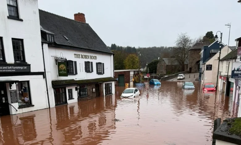 High street businesses left underwater as River Monnow bursts its banks