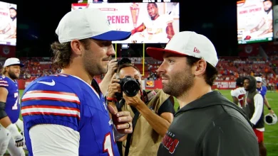 'His hands are small': QBs Josh Allen, Baker Mayfield trade jokes ahead of Bucs-Bills