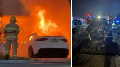 Horrifying moment Perth car explodes into flames