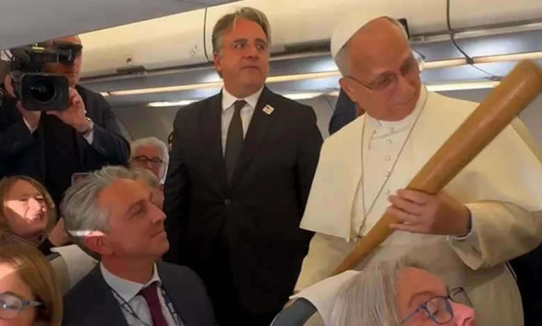 "How did you get this through security?" Pope Leo asks CBS News' Chris Livesay of White Sox baseball bat gift