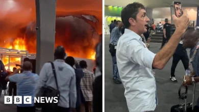 'Huge columns of smoke': BBC at the scene of fire at COP30