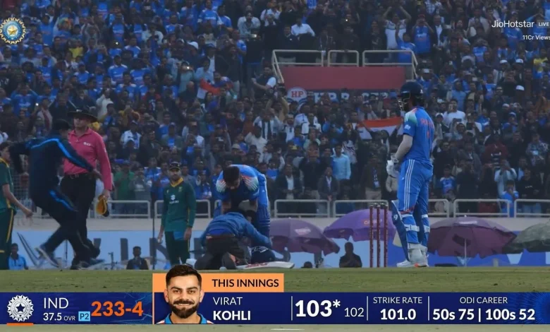 IND vs SA 1st ODI: Fan breaches Ranchi security to touch Virat Kohli's feet after Indian's 52nd ton; video goes viral