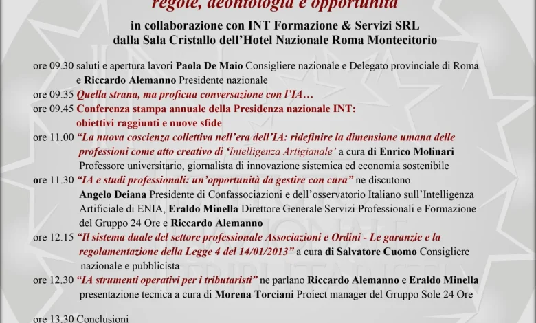 INVITO : 20 novembre 2025 9.30-13.30 Hotel Nazionale Roma /on line XXIV Convegno Nazionale INT