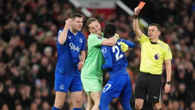 Idrissa Gueye: Everton midfielder sent off for striking team-mate Michael Keane against Manchester United