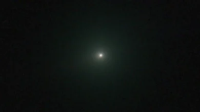 Irradiated Comet 3I/ATLAS glows green and hides its tail in new image