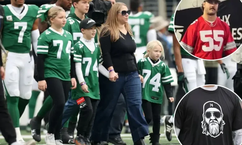 Jets pay tribute to Nick Mangold as wife, kids serve as honorary captains