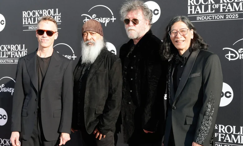 Jim Carrey inducts Soundgarden as band reunite alongside Taylor Momsen, Jerry Cantrell & Mike McCready at Rock & Roll Hall of Fame Ceremony