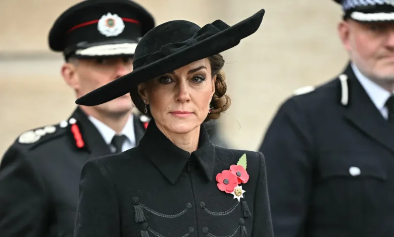 Kate Middleton wears rarely-seen ruby and diamond earrings as she makes historic solo appearance on Armistice Day
